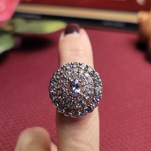 Elegant 3.09 Cts Tanzanite Sterling Silver Women's Ring Sz 6